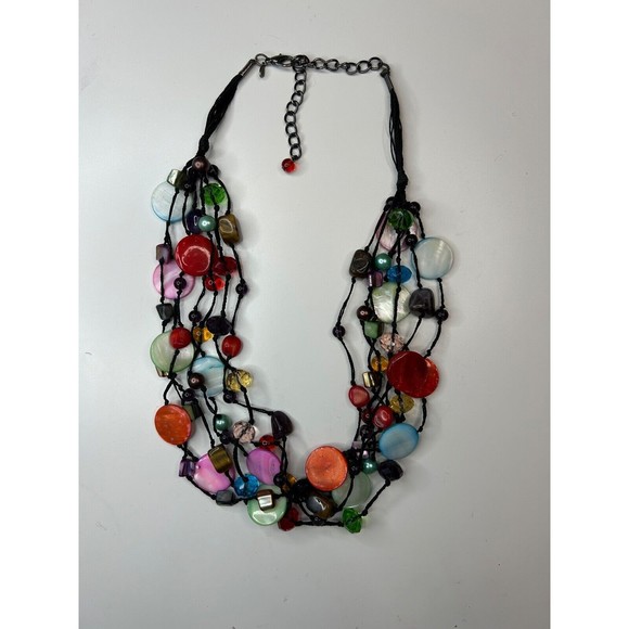 Premier Designs Colorful Multi Strand String Knotted Necklace 23" - Picture 1 of 3